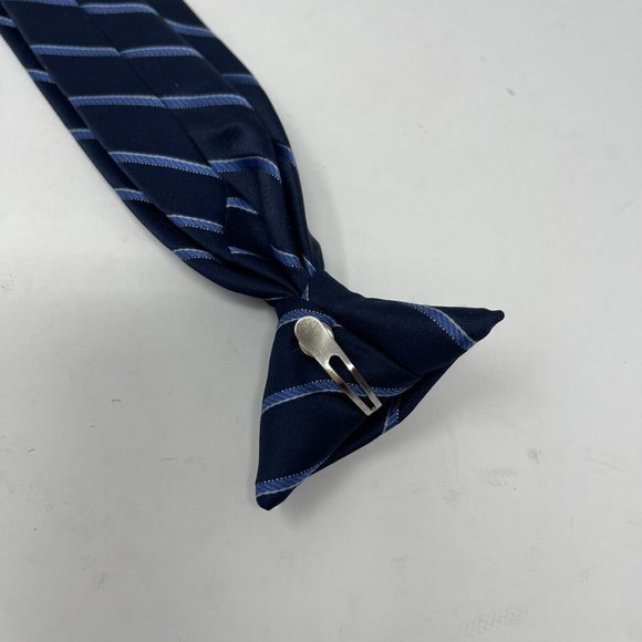 Michael Kors Blue Striped Boys Clip On Tie - Picture 4 of 5